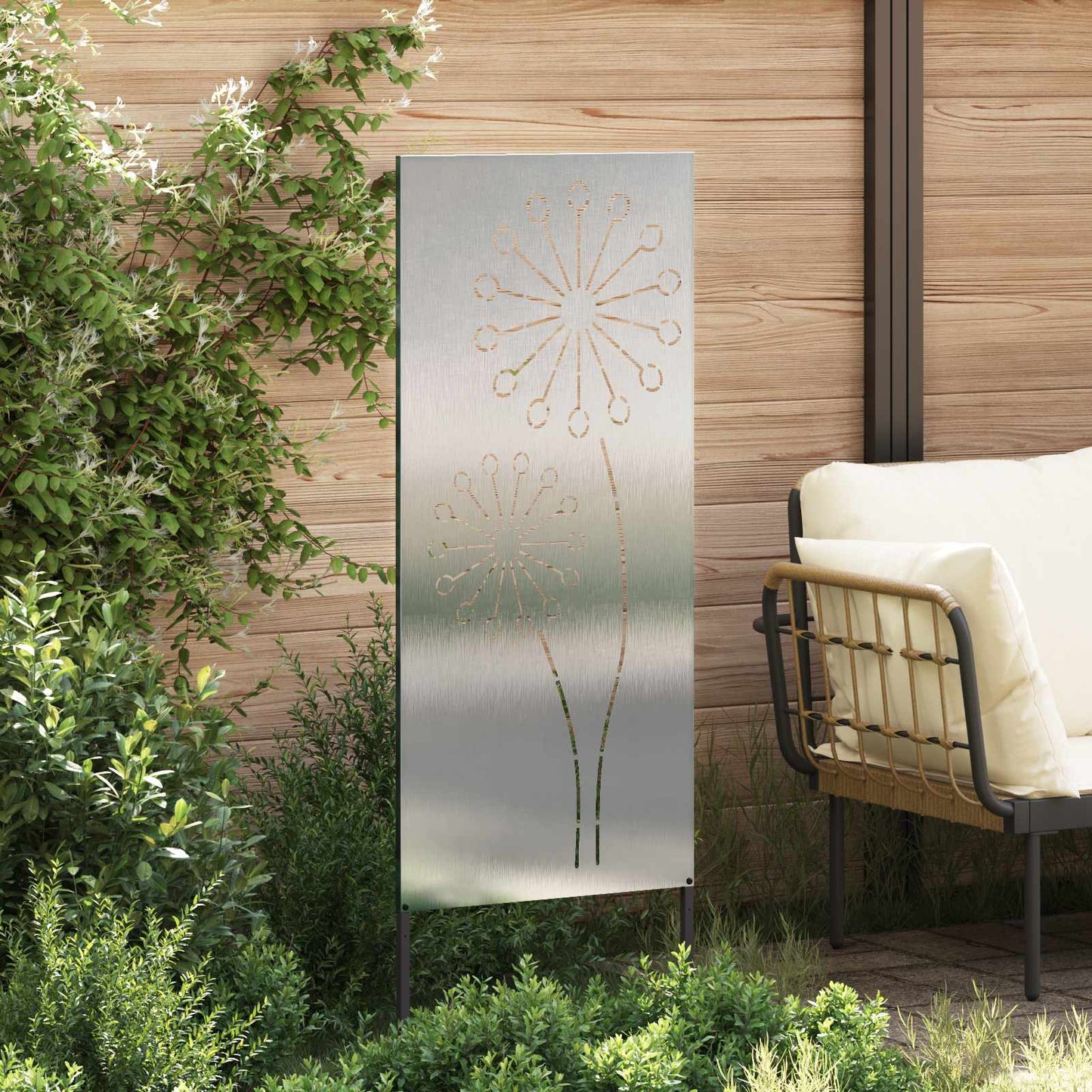 Tuin Privacy Screen Fretwerk Zilver 50 x 140 cm Roestvrij staal is nu te koop bij PeponiXL, paradijselijk wonen!