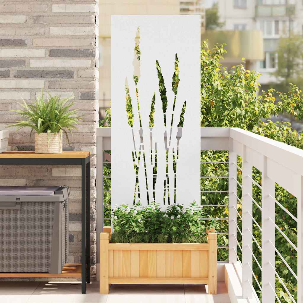 Tuin Privacy Screen Bloemen Wit 50 x 140 cm Koudgewalst staal is nu te koop bij PeponiXL, paradijselijk wonen!