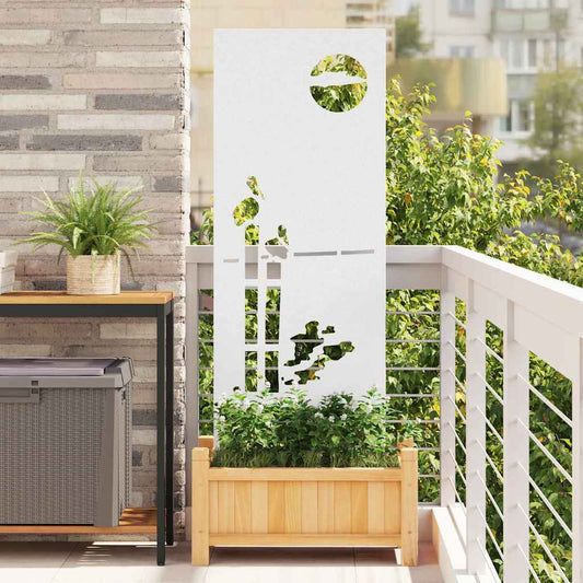 Tuin Privacy Screen Fretwerk Wit 50 x 140 cm Koudgewalst staal is nu te koop bij PeponiXL, paradijselijk wonen!
