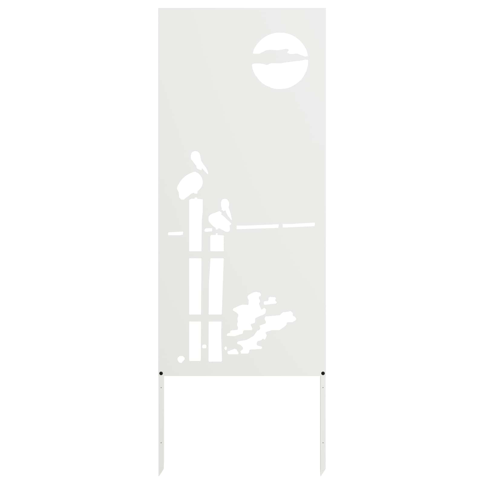 Tuin Privacy Screen Fretwerk Wit 50 x 140 cm Koudgewalst staal is nu te koop bij PeponiXL, paradijselijk wonen!