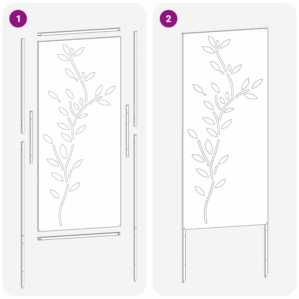 Tuin Privacy Screen Bloemen Zwart 50 x 140 cm Koudgewalst staal is nu te koop bij PeponiXL, paradijselijk wonen!