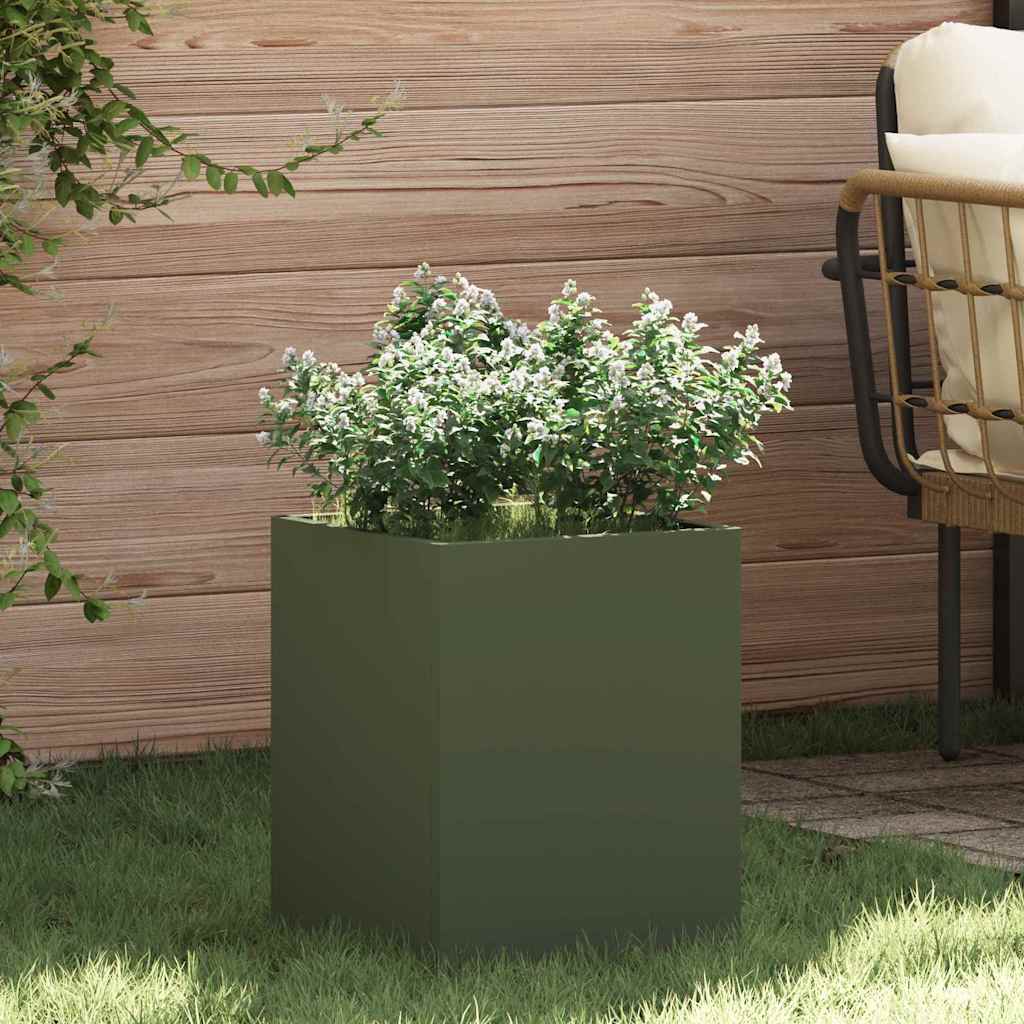 Tuin Bloempot Olijf Groen 32 x 32 x 40 cm Koudgewalst staal is nu te koop bij PeponiXL, paradijselijk wonen!