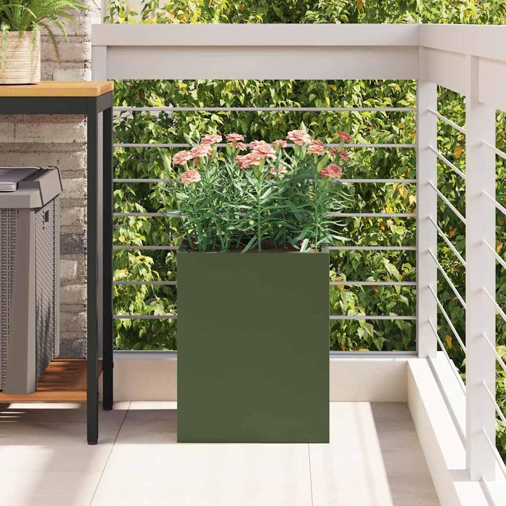 Tuin Bloempot Olijf Groen 32 x 32 x 40 cm Koudgewalst staal is nu te koop bij PeponiXL, paradijselijk wonen!