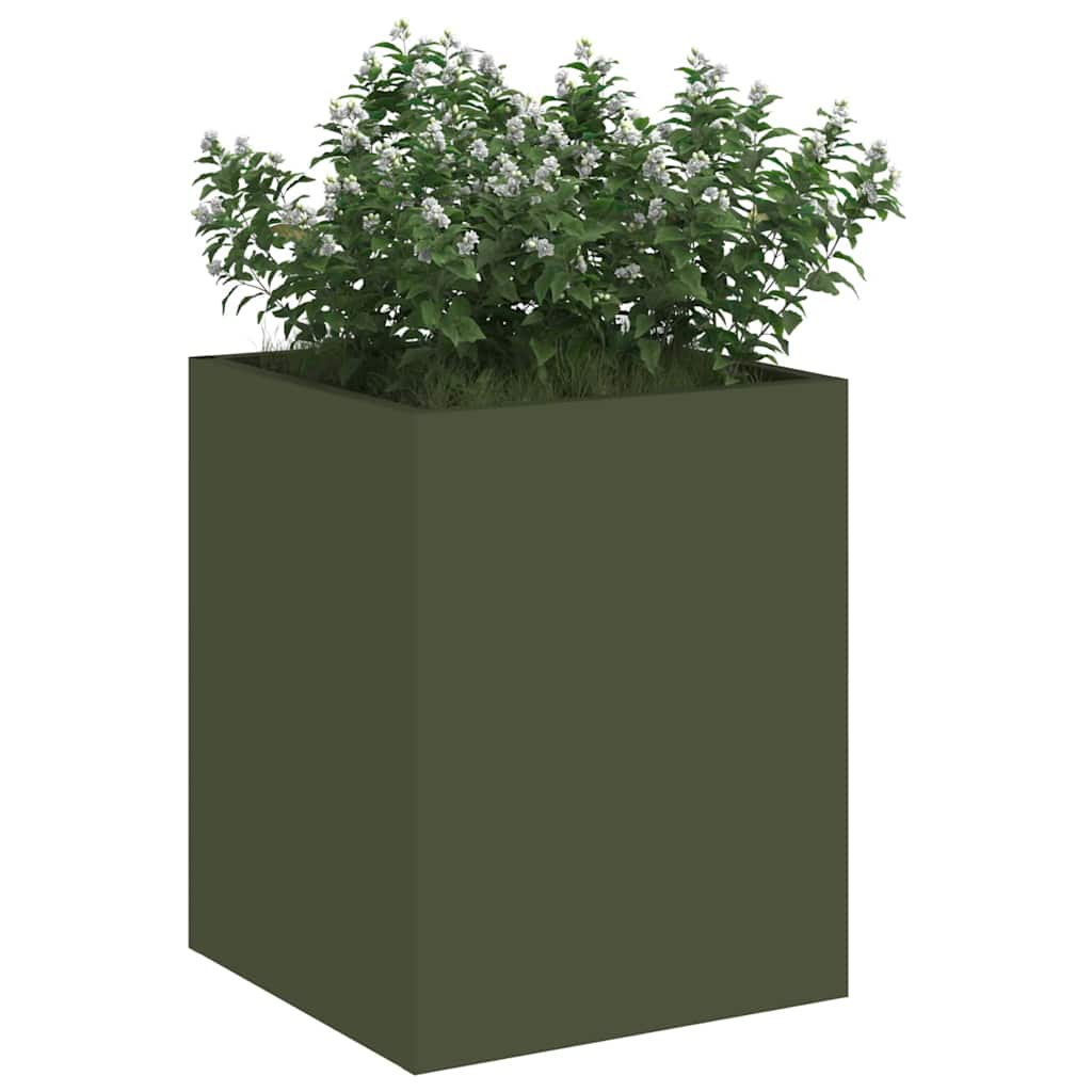 Tuin Bloempot Olijf Groen 32 x 32 x 40 cm Koudgewalst staal is nu te koop bij PeponiXL, paradijselijk wonen!