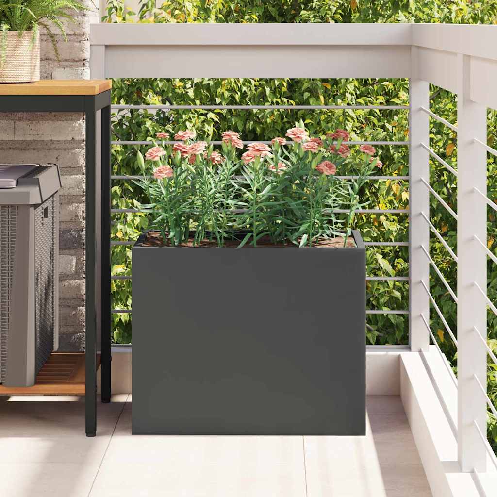 Tuin Bloempot Zwart 50 x 32 x 40 cm Koudgewalst staal is nu te koop bij PeponiXL, paradijselijk wonen!