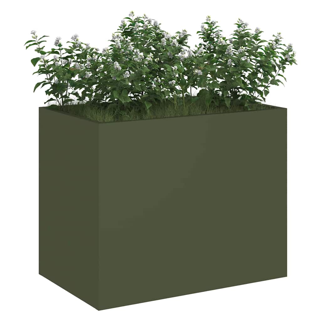 Tuin Bloempot Olijfgroen 50 x 32 x 40 cm Koudgewalst staal is nu te koop bij PeponiXL, paradijselijk wonen!