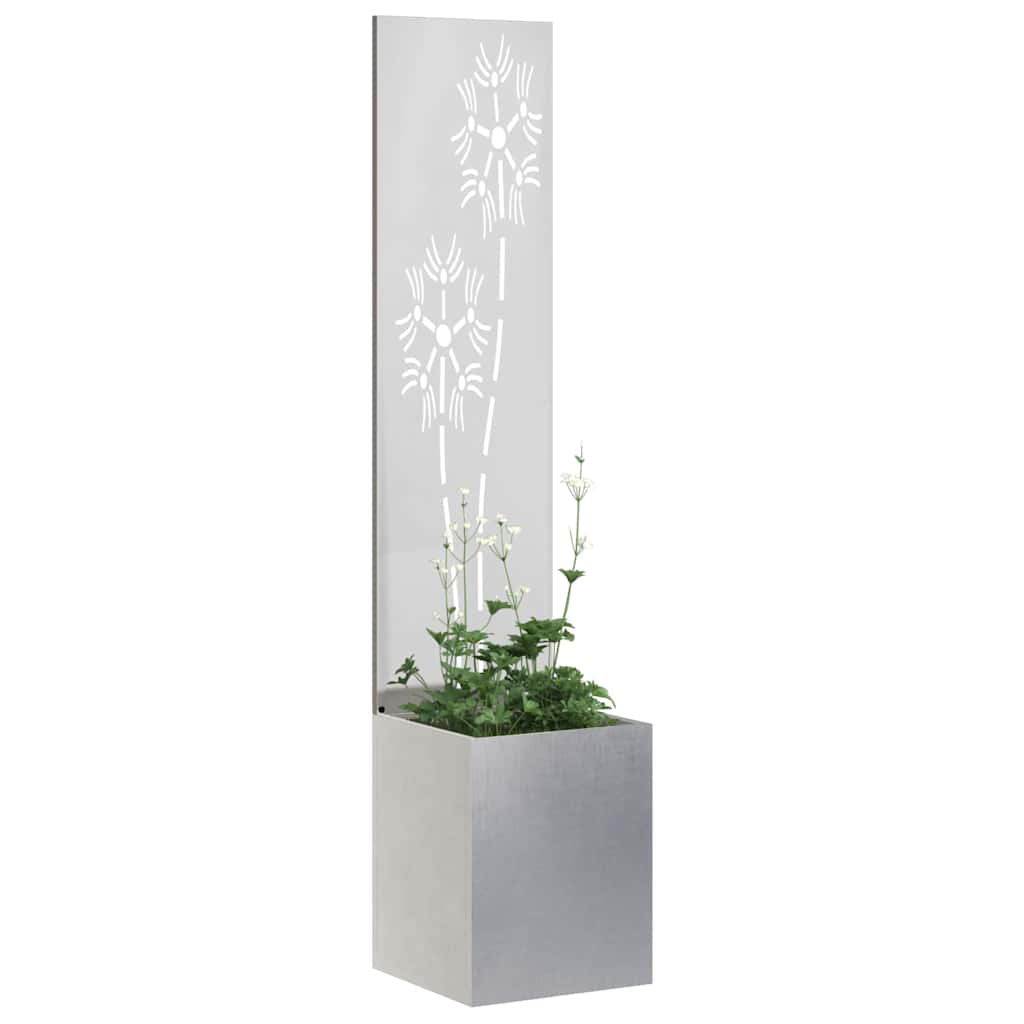Tuin Privacy Screen Bloemen Zilver 32 x 140 cm Roestvrij staal is nu te koop bij PeponiXL, paradijselijk wonen!