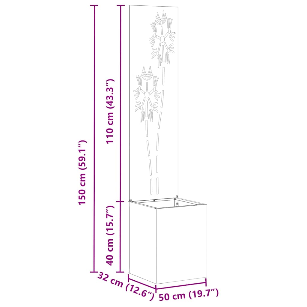 Tuin Privacy Screen Bloemen Zilver 32 x 140 cm Roestvrij staal is nu te koop bij PeponiXL, paradijselijk wonen!
