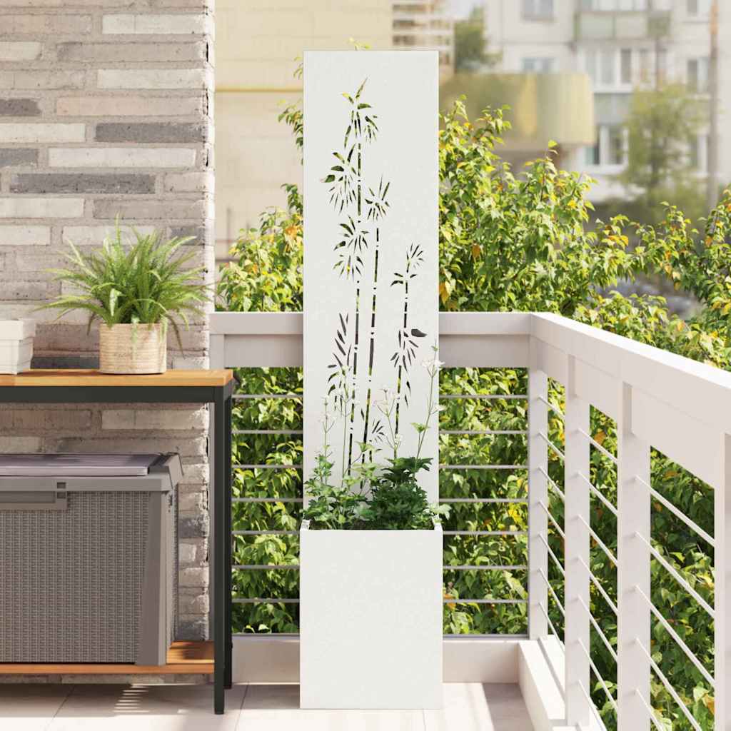 Tuin Privacy Screen Bloemen Wit 32 x 150 cm Koudgewalst staal is nu te koop bij PeponiXL, paradijselijk wonen!