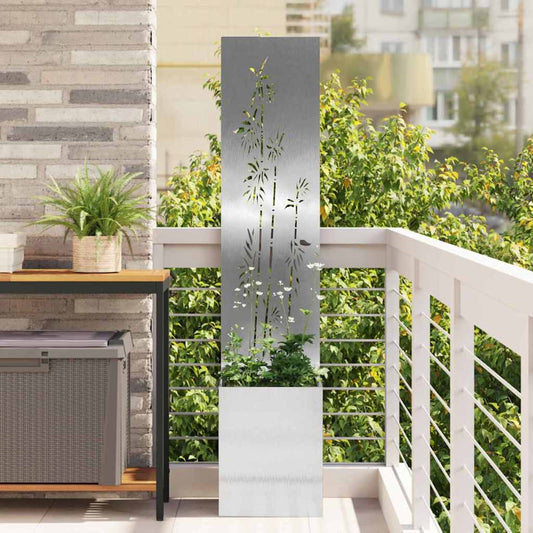 Tuin Privacy Screen Bloemen Zilver 32 x 140 cm Roestvrij staal is nu te koop bij PeponiXL, paradijselijk wonen!
