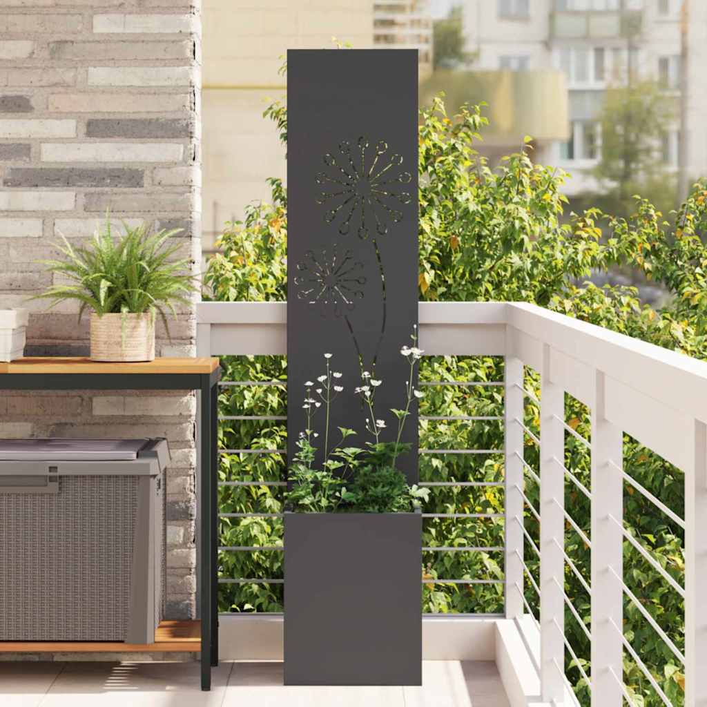 Tuin Privacy Screen Zwart 32 x 32 x 150 cm Koudgewalst staal is nu te koop bij PeponiXL, paradijselijk wonen!