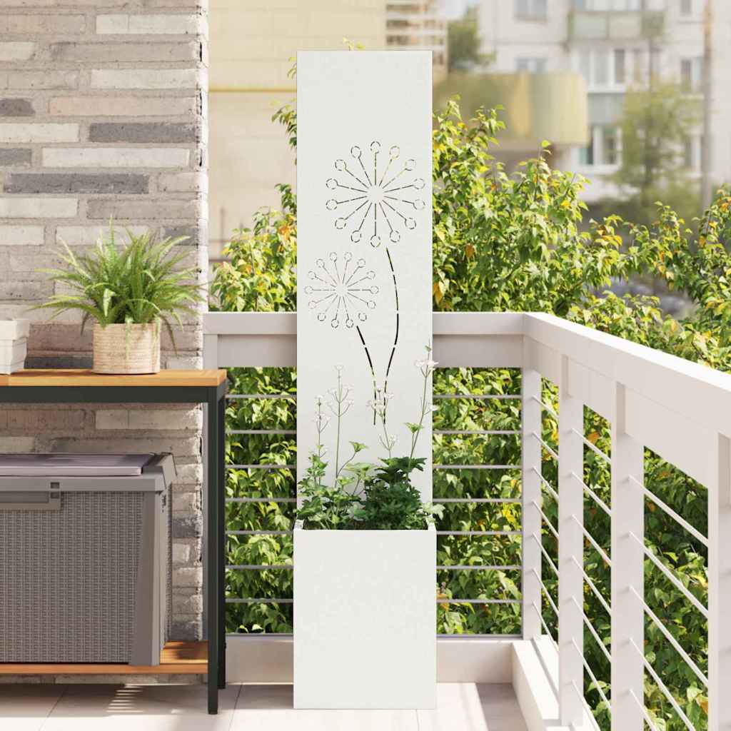 Tuin Privacy Screen Fretwerk Wit 32 x 150 cm Koudgewalst staal is nu te koop bij PeponiXL, paradijselijk wonen!