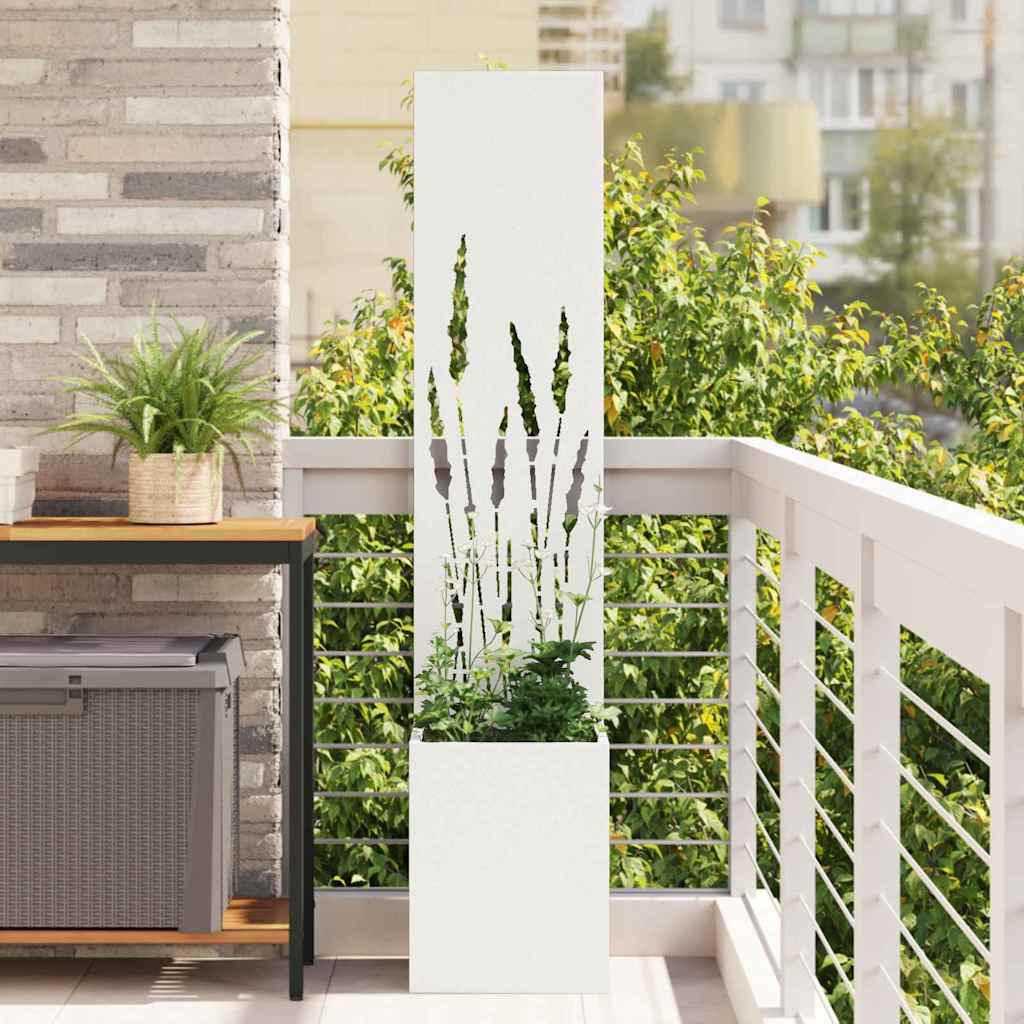 Tuin Privacy Screen Fretwerk Wit 32 x 150 cm Koudgewalst staal is nu te koop bij PeponiXL, paradijselijk wonen!