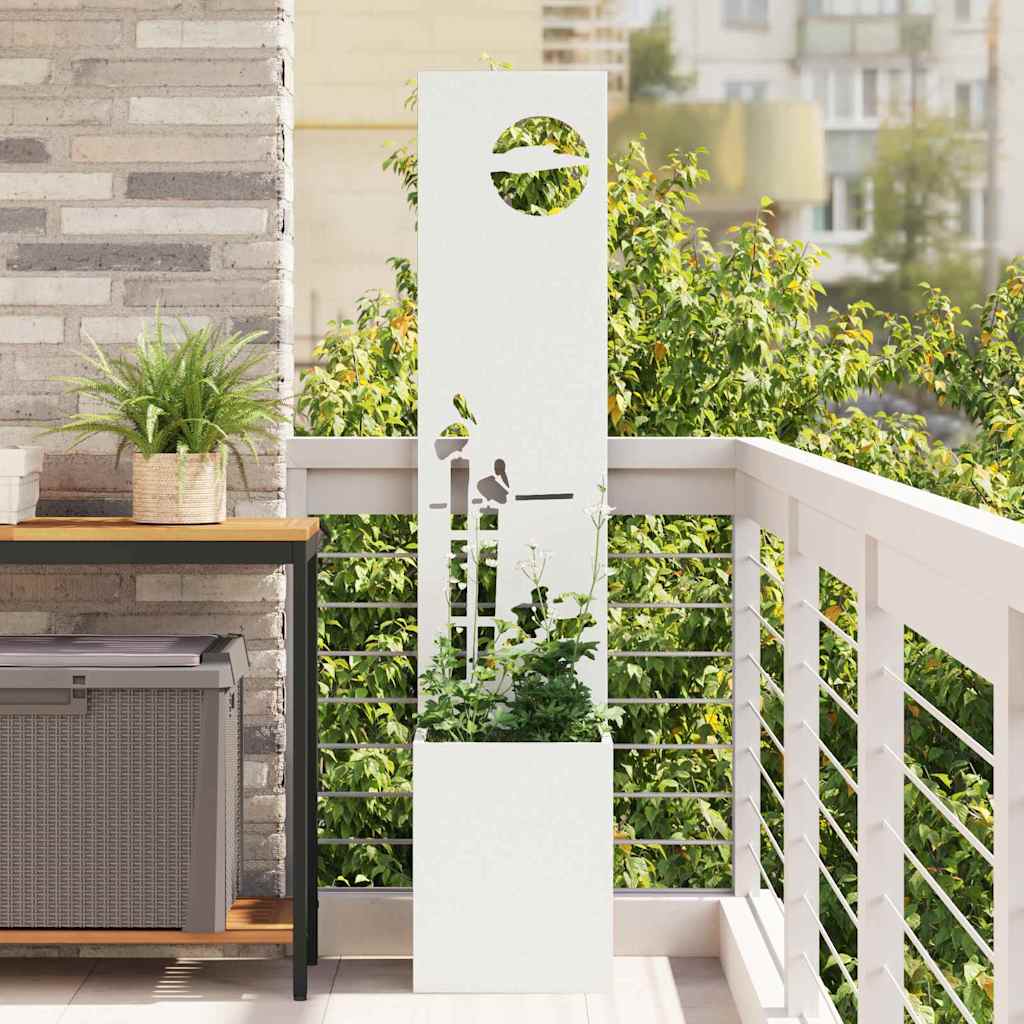 Tuin Privacy Screen Wit 32 x 32 x 150 cm Koudgewalst staal is nu te koop bij PeponiXL, paradijselijk wonen!