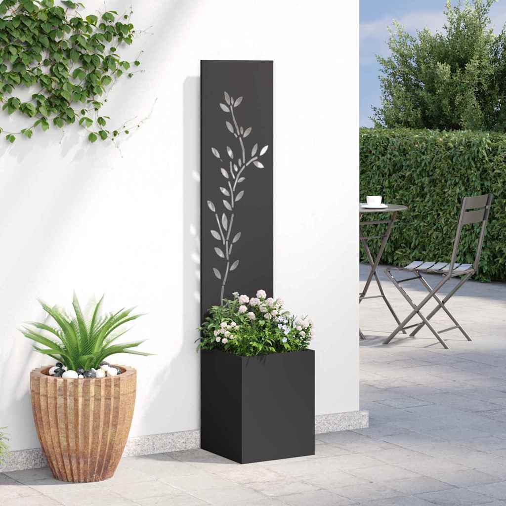 Tuin Privacy Screen Zwart 32 x 32 x 150 cm Koudgewalst staal is nu te koop bij PeponiXL, paradijselijk wonen!