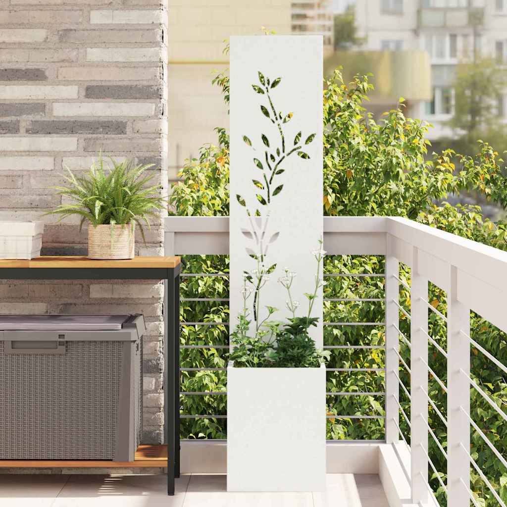 Tuin Privacy Screen Wit 32 x 32 x 150 cm Koudgewalst staal is nu te koop bij PeponiXL, paradijselijk wonen!