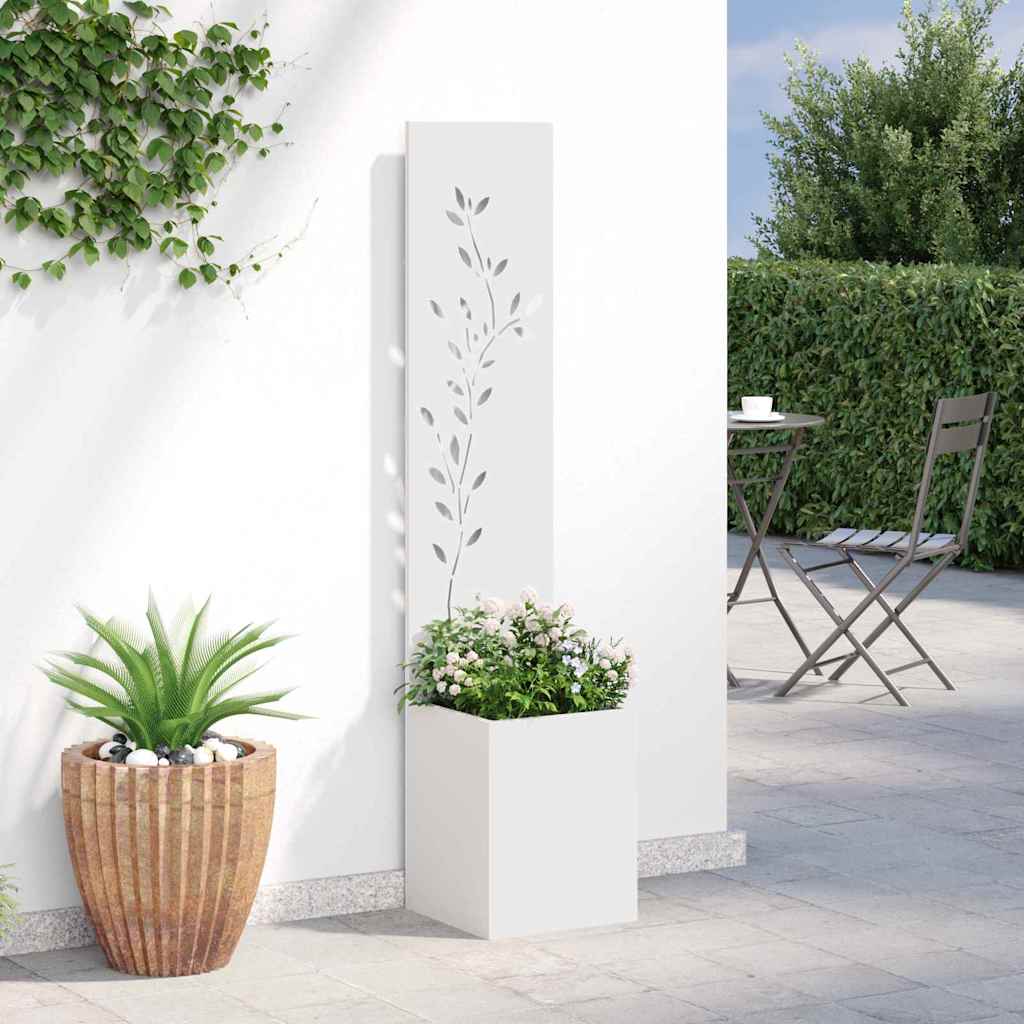 Tuin Privacy Screen Wit 32 x 32 x 150 cm Koudgewalst staal is nu te koop bij PeponiXL, paradijselijk wonen!
