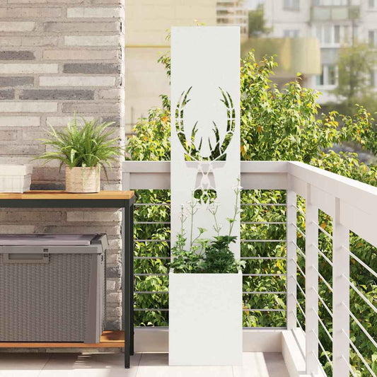 Tuin Privacy Screen Wit 32 x 32 x 150 cm Koudgewalst staal is nu te koop bij PeponiXL, paradijselijk wonen!