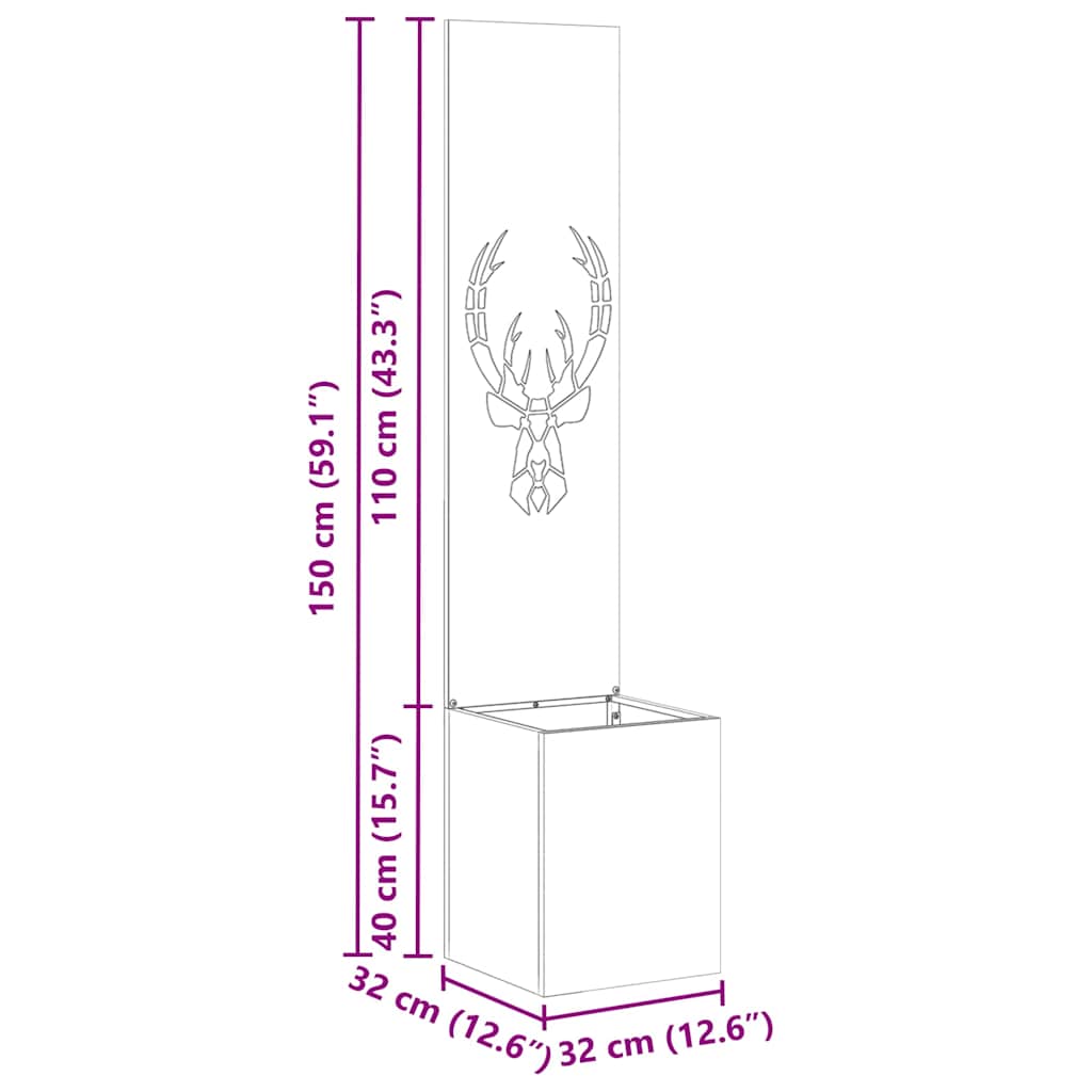 Tuin Privacy Screen Wit 32 x 32 x 150 cm Koudgewalst staal is nu te koop bij PeponiXL, paradijselijk wonen!