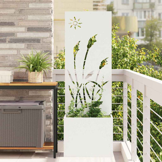 Tuin Privacy Screen Fretwerk Wit 50 x 150 cm Koudgewalst staal is nu te koop bij PeponiXL, paradijselijk wonen!