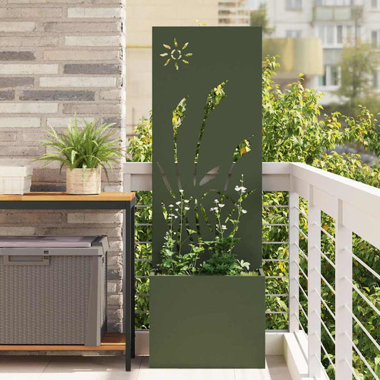 Tuin Privacy Screen Olijfgroen 50 x 140 cm Koudgewalst staal is nu te koop bij PeponiXL, paradijselijk wonen!