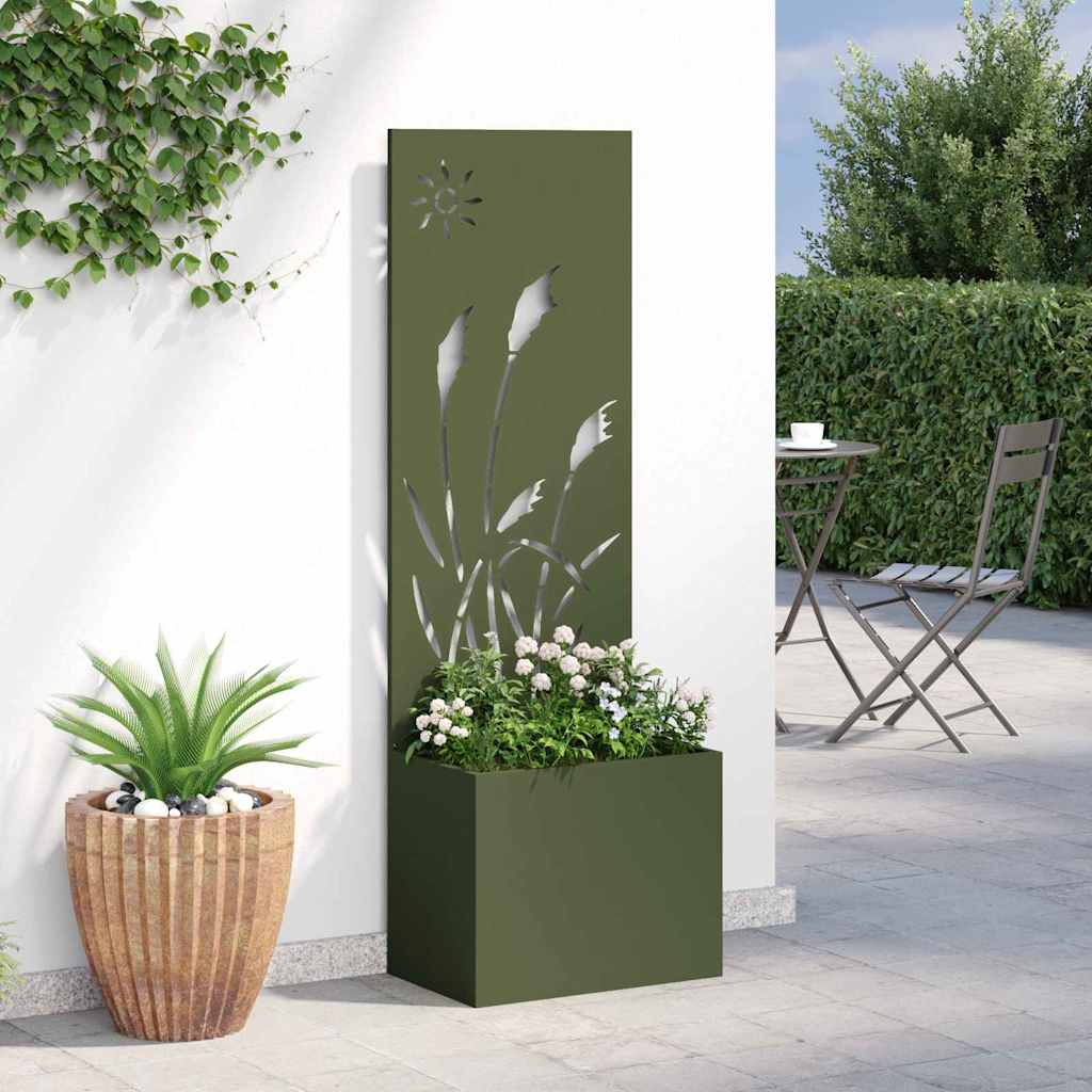 Tuin Privacy Screen Olijfgroen 50 x 140 cm Koudgewalst staal is nu te koop bij PeponiXL, paradijselijk wonen!