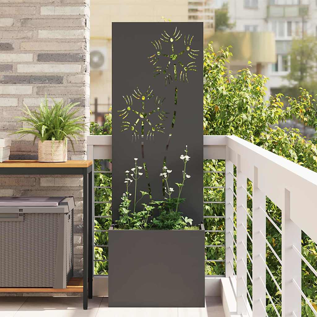 Tuin Privacy Screen Zwart 50 x 32 x 150 cm Koudgewalst staal is nu te koop bij PeponiXL, paradijselijk wonen!