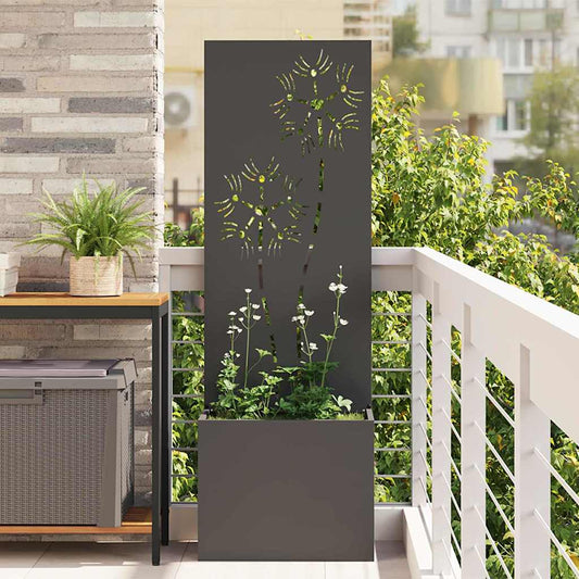 Tuin Privacy Screen Zwart 50 x 32 x 150 cm Koudgewalst staal is nu te koop bij PeponiXL, paradijselijk wonen!