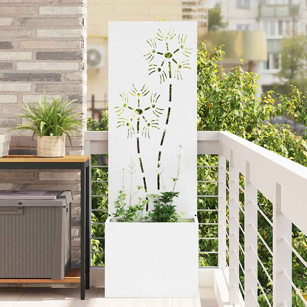 Tuin Privacy Screen Bloemen Wit 50 x 150 cm Koudgewalst staal is nu te koop bij PeponiXL, paradijselijk wonen!