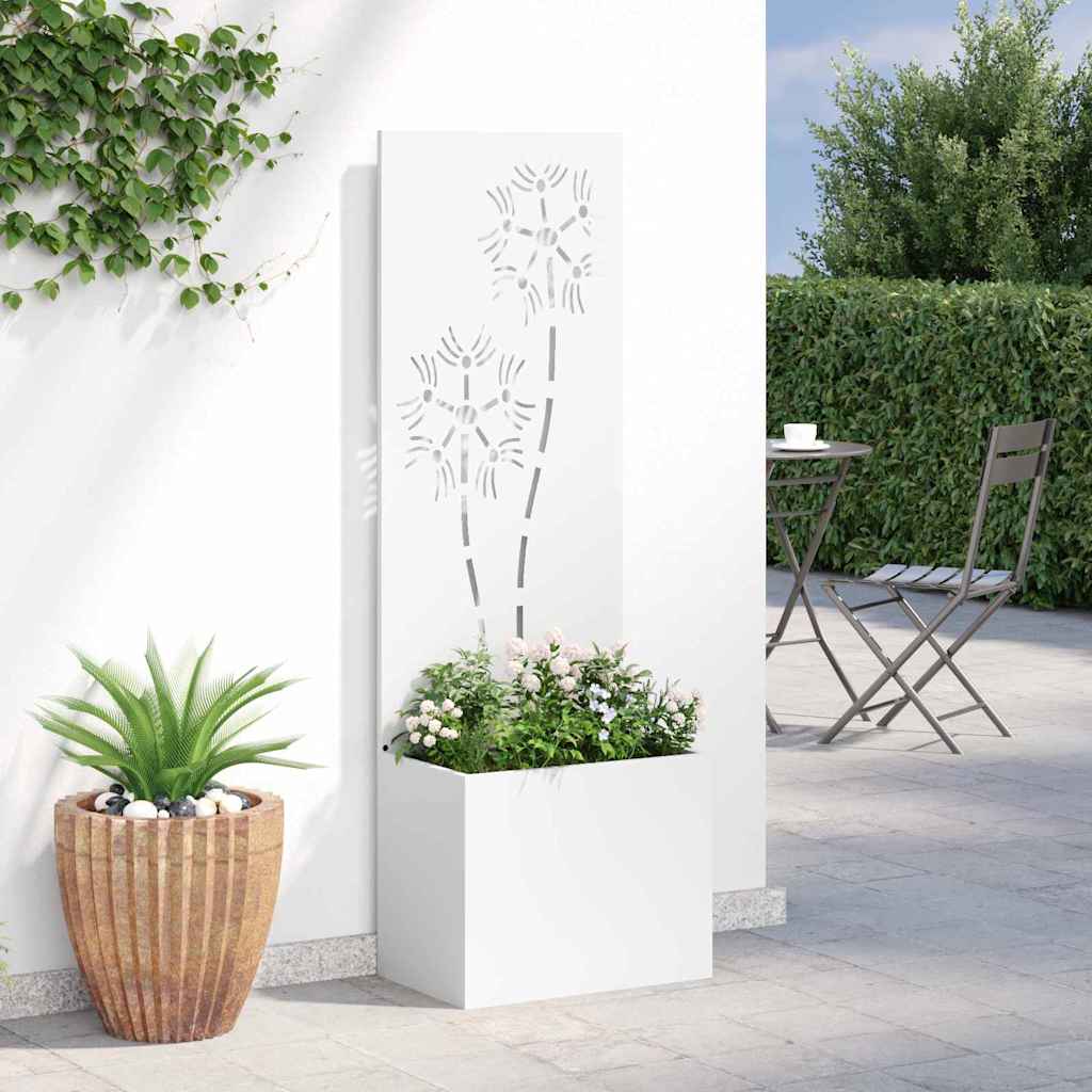 Tuin Privacy Screen Bloemen Wit 50 x 150 cm Koudgewalst staal is nu te koop bij PeponiXL, paradijselijk wonen!