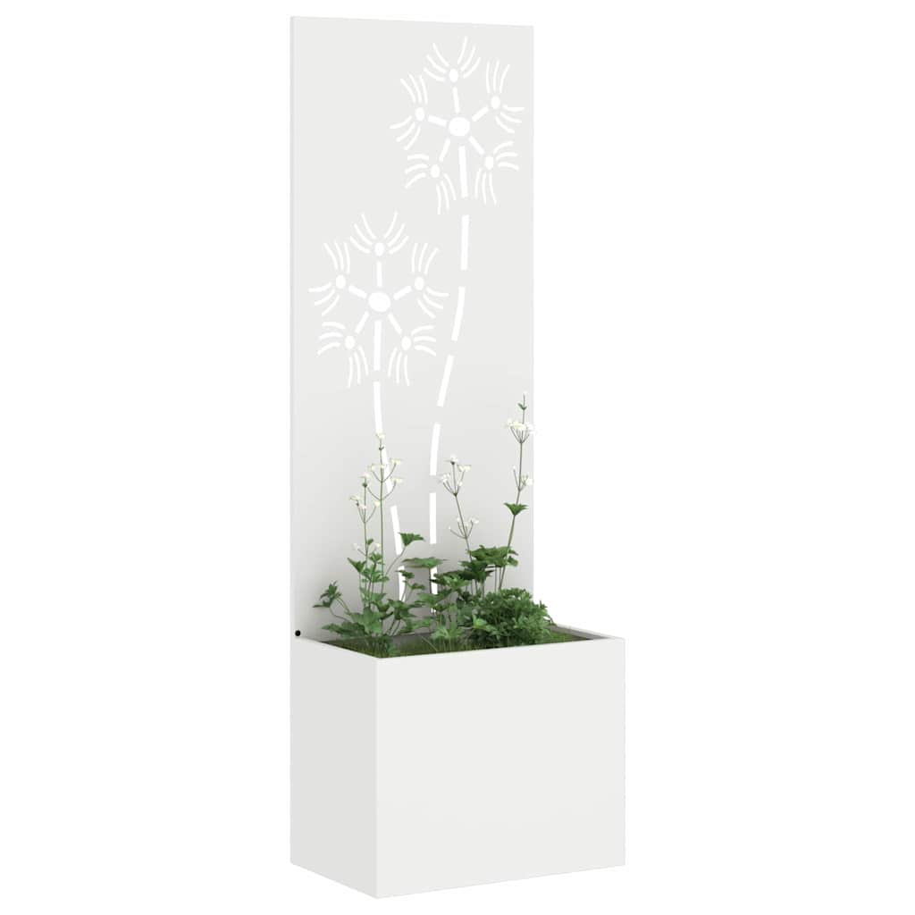 Tuin Privacy Screen Bloemen Wit 50 x 150 cm Koudgewalst staal is nu te koop bij PeponiXL, paradijselijk wonen!