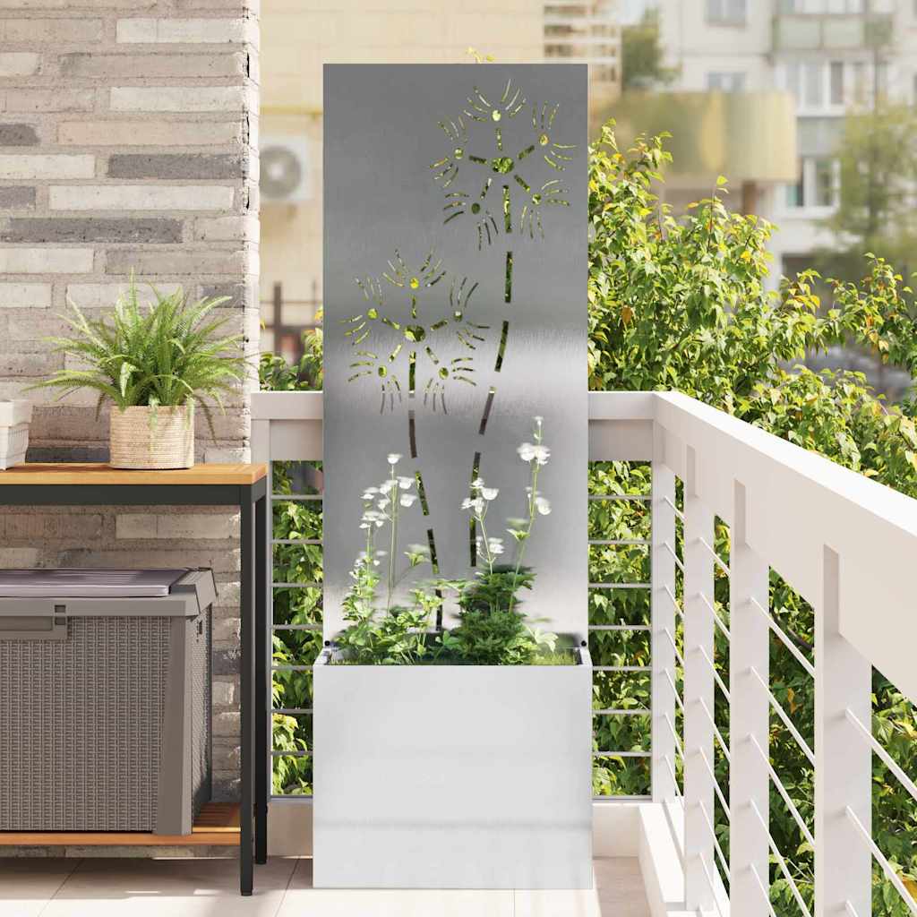 Tuin Privacy Screen Bloemen Zilver 50 x 150 cm Roestvrij staal is nu te koop bij PeponiXL, paradijselijk wonen!
