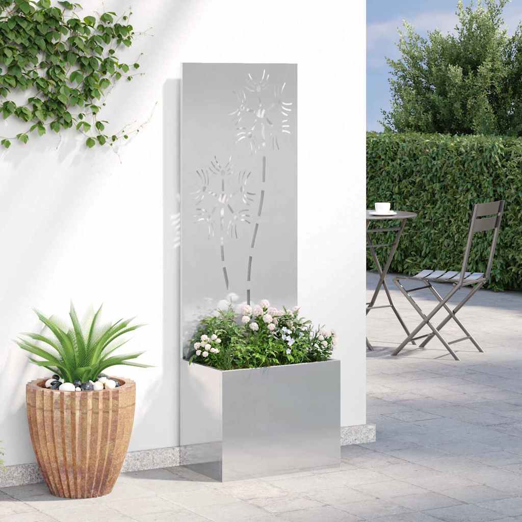 Tuin Privacy Screen Bloemen Zilver 50 x 150 cm Roestvrij staal is nu te koop bij PeponiXL, paradijselijk wonen!