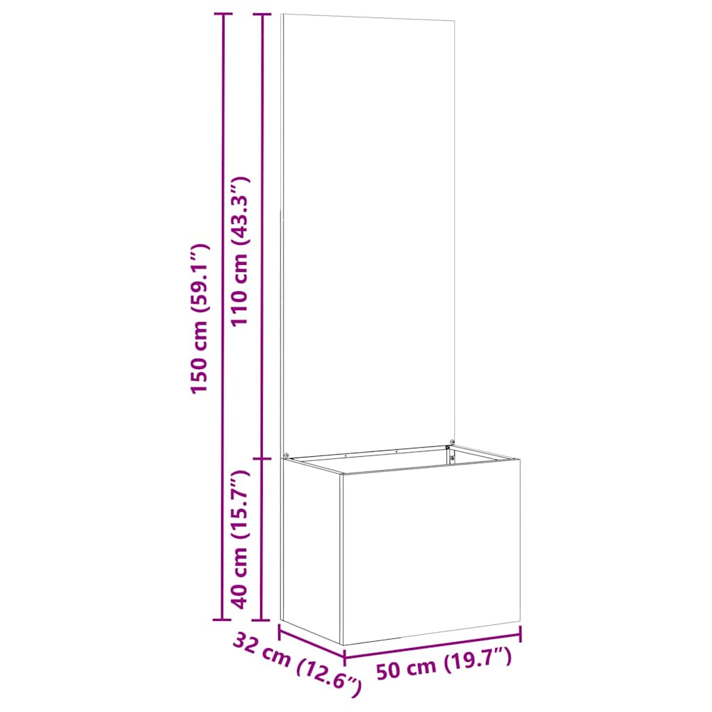 Tuin Privacy Screen Zilver 50 x 32 x 150 cm Roestvrij staal is nu te koop bij PeponiXL, paradijselijk wonen!