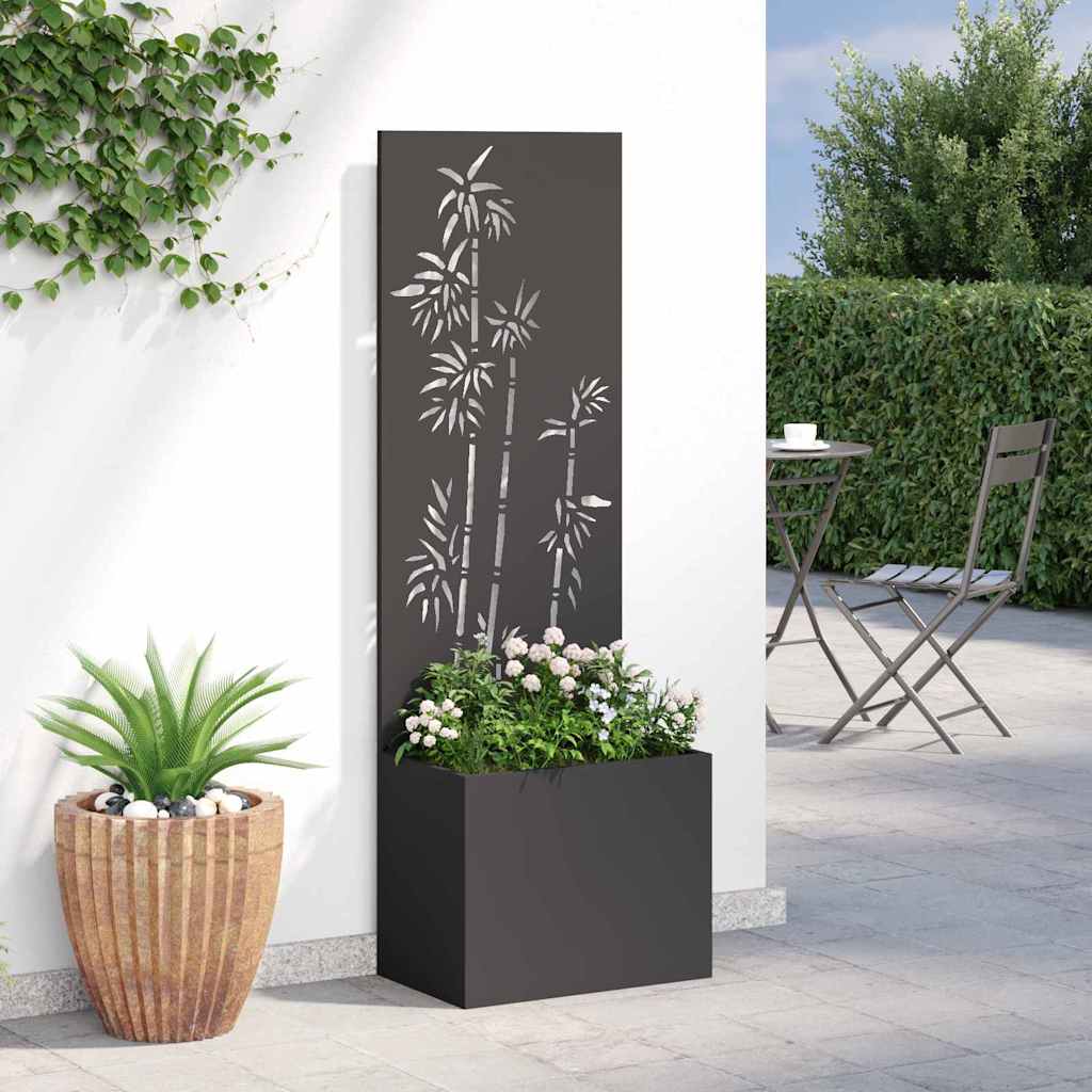 Tuin Privacy Screen Bloemen Zwart 50 x 140 cm Koudgewalst staal is nu te koop bij PeponiXL, paradijselijk wonen!