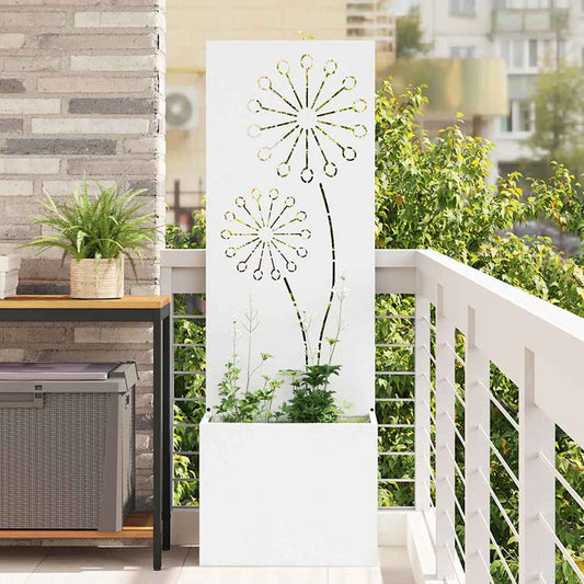 Tuin Privacy Screen Fretwerk Wit 50 x 150 cm Koudgewalst staal is nu te koop bij PeponiXL, paradijselijk wonen!