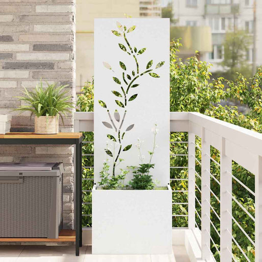 Tuin Privacy Screen Bloemen Wit 50 x 150 cm Koudgewalst staal is nu te koop bij PeponiXL, paradijselijk wonen!