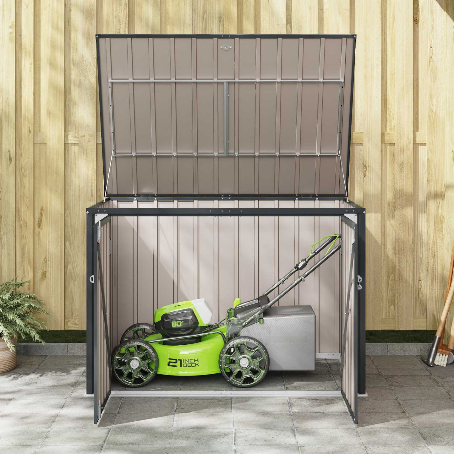 Tuinopslagdoos Zwart 151,5 x 107 x 100 cm Staal is nu te koop bij PeponiXL, paradijselijk wonen!