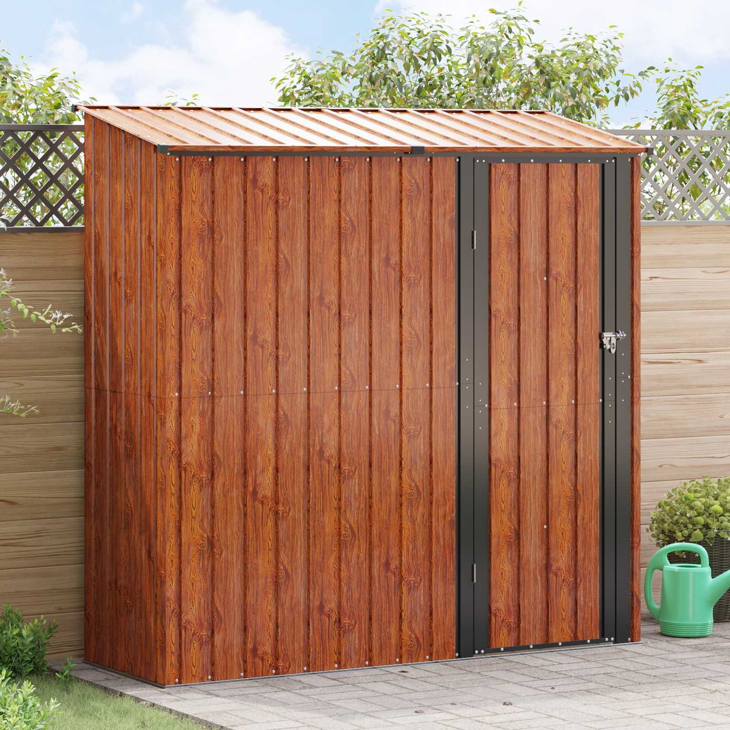 Tuinhuisjes Bruin 203,5 x 73 x 200 cm Metaal is nu te koop bij PeponiXL, paradijselijk wonen!