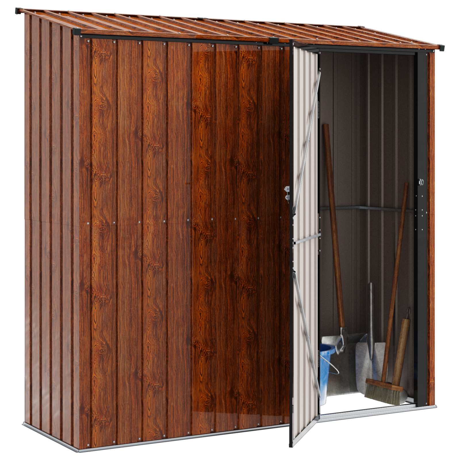 Tuinhuisjes Bruin 203,5 x 73 x 200 cm Metaal is nu te koop bij PeponiXL, paradijselijk wonen!