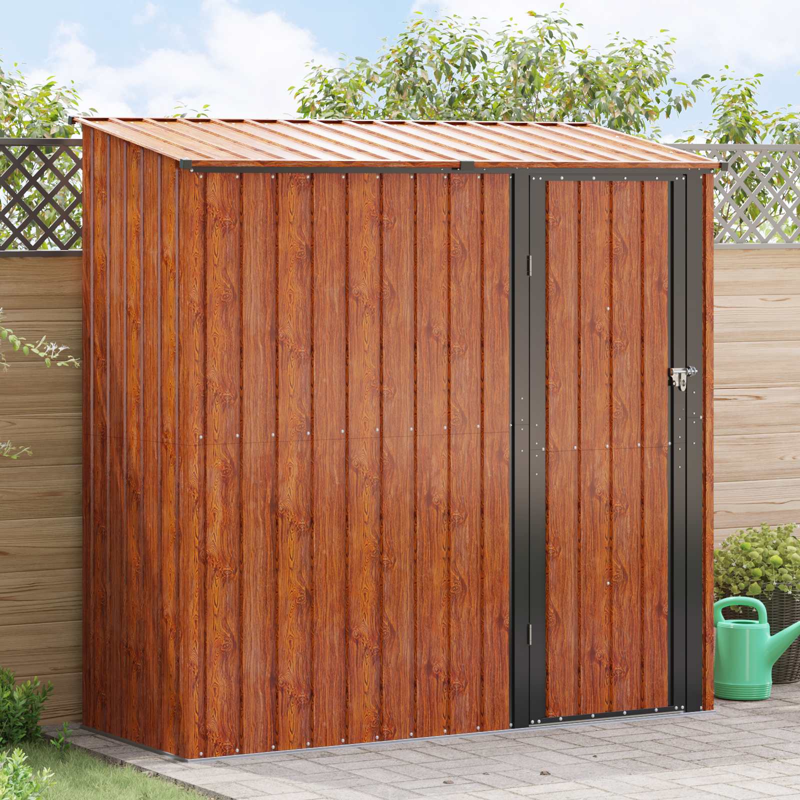 Tuinhuisjes Bruin 203 x 85,5 x 200 cm Metaal is nu te koop bij PeponiXL, paradijselijk wonen!