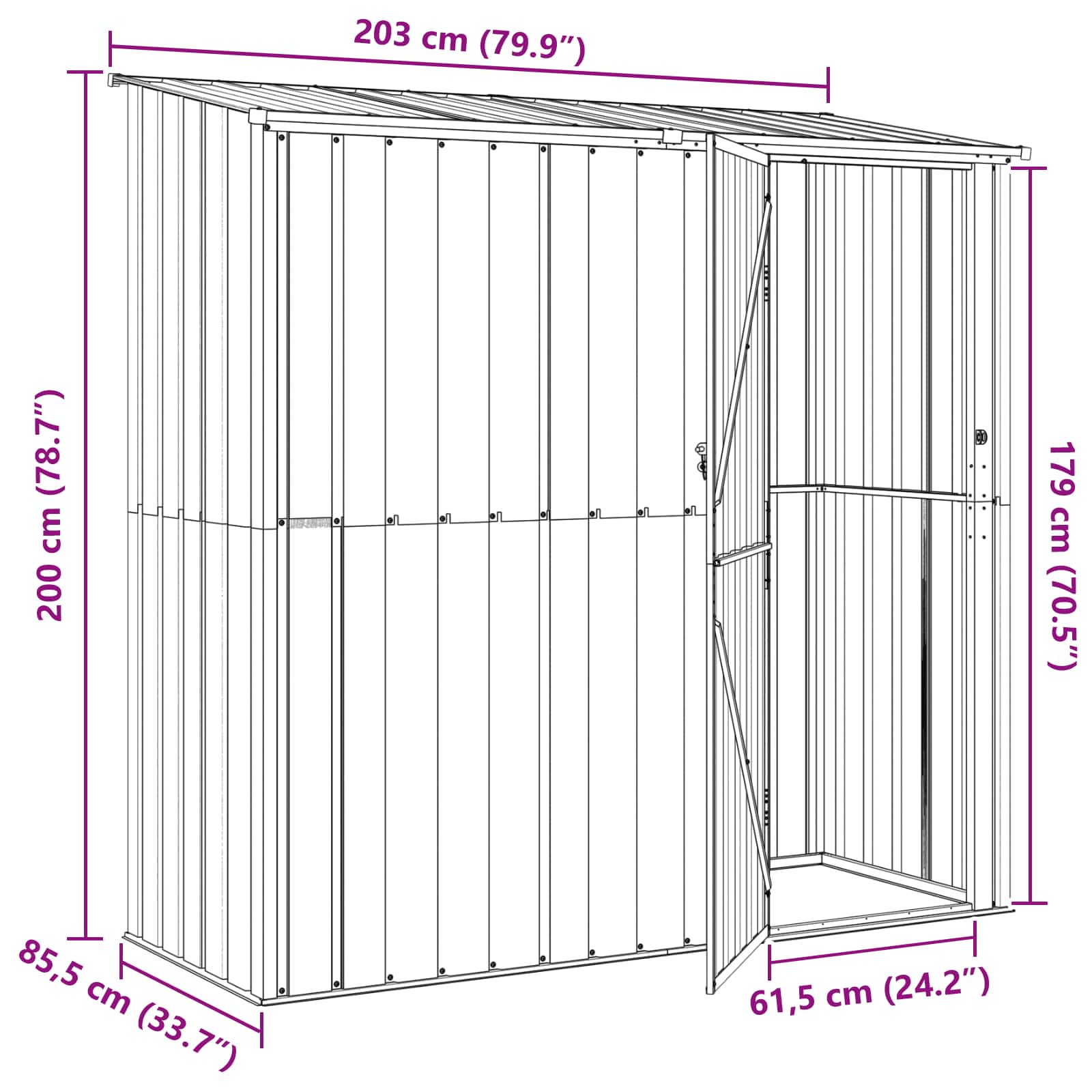 Tuinhuisjes Bruin 203 x 85,5 x 200 cm Metaal is nu te koop bij PeponiXL, paradijselijk wonen!