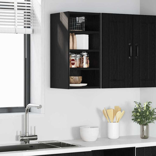 Hangkast met plank Zwart eiken 30 x 29,5 x 60 cm Bewerkt hout is nu te koop bij PeponiXL, paradijselijk wonen!