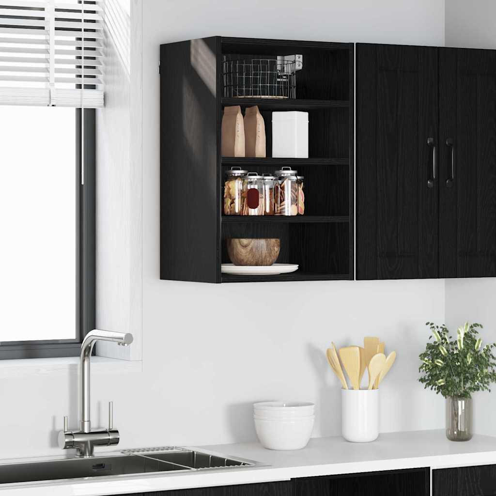 Hangkast met plank Zwart eiken 40 x 29,5 x 60 cm Bewerkt hout is nu te koop bij PeponiXL, paradijselijk wonen!