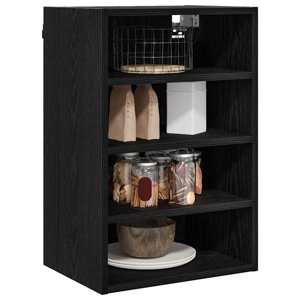 Hangkast met plank Zwart eiken 40 x 29,5 x 60 cm Bewerkt hout is nu te koop bij PeponiXL, paradijselijk wonen!
