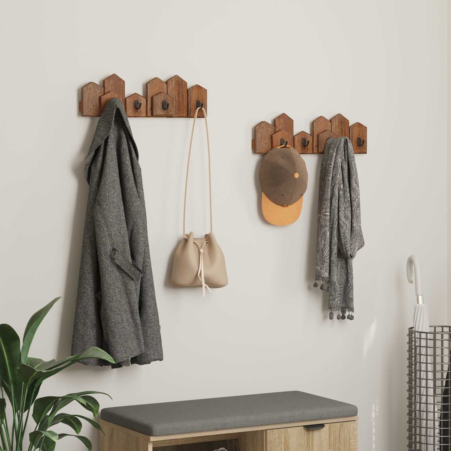 Hanger Bruin 48 x 8 x 15 cm Massief Mahoniehout is nu te koop bij PeponiXL, paradijselijk wonen!
