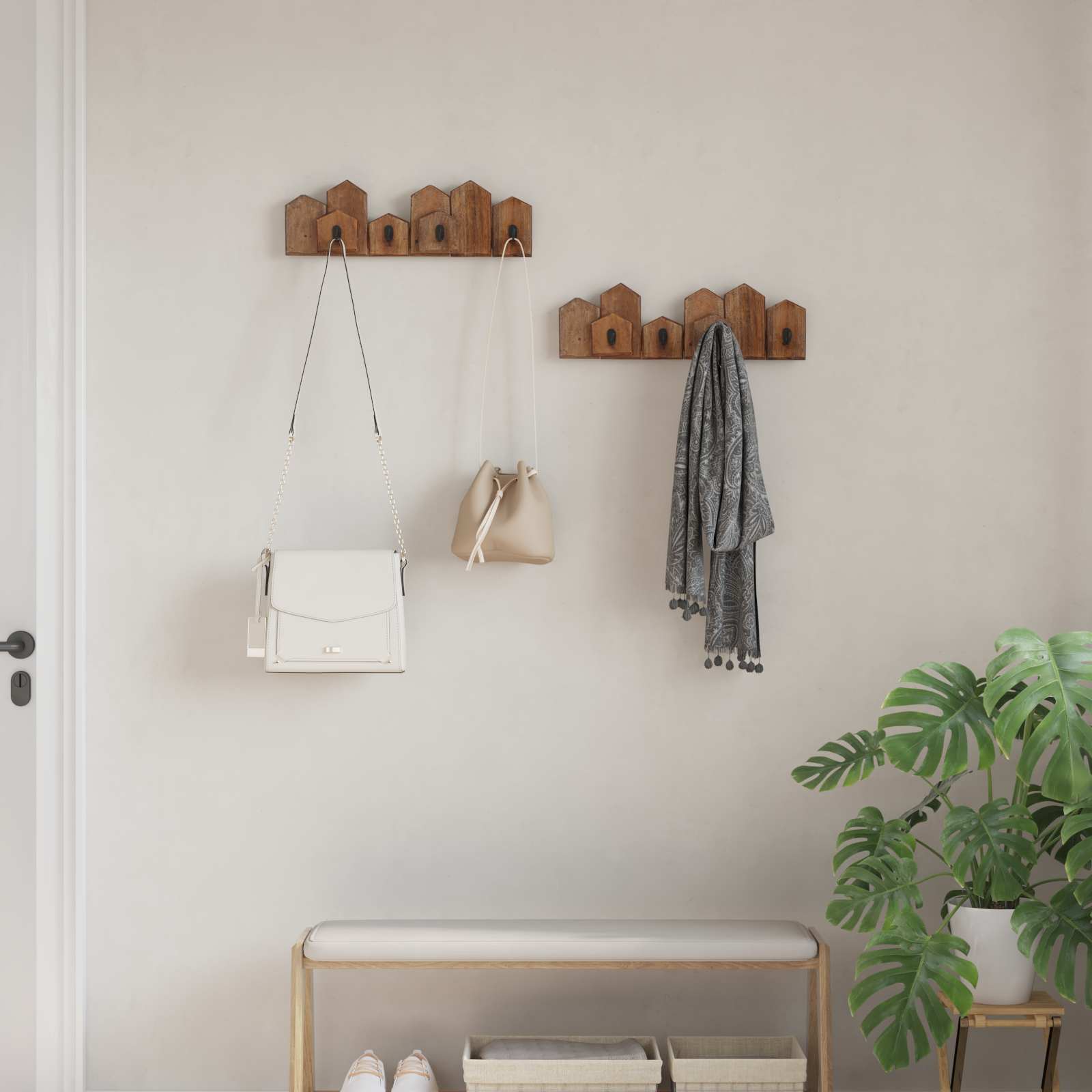 Hanger Bruin 48 x 8 x 15 cm Massief Mahoniehout is nu te koop bij PeponiXL, paradijselijk wonen!