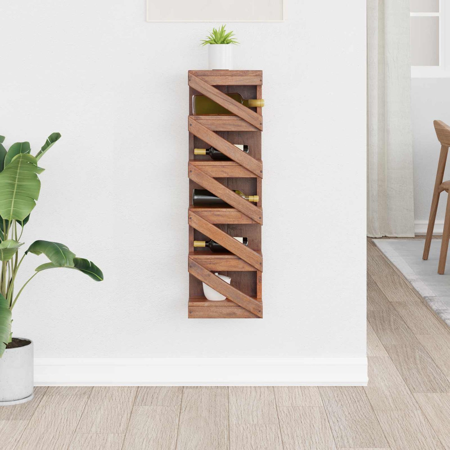 Wijnrek Naturel 24 x 14 x 80 cm Massief Mahoniehout is nu te koop bij PeponiXL, paradijselijk wonen!