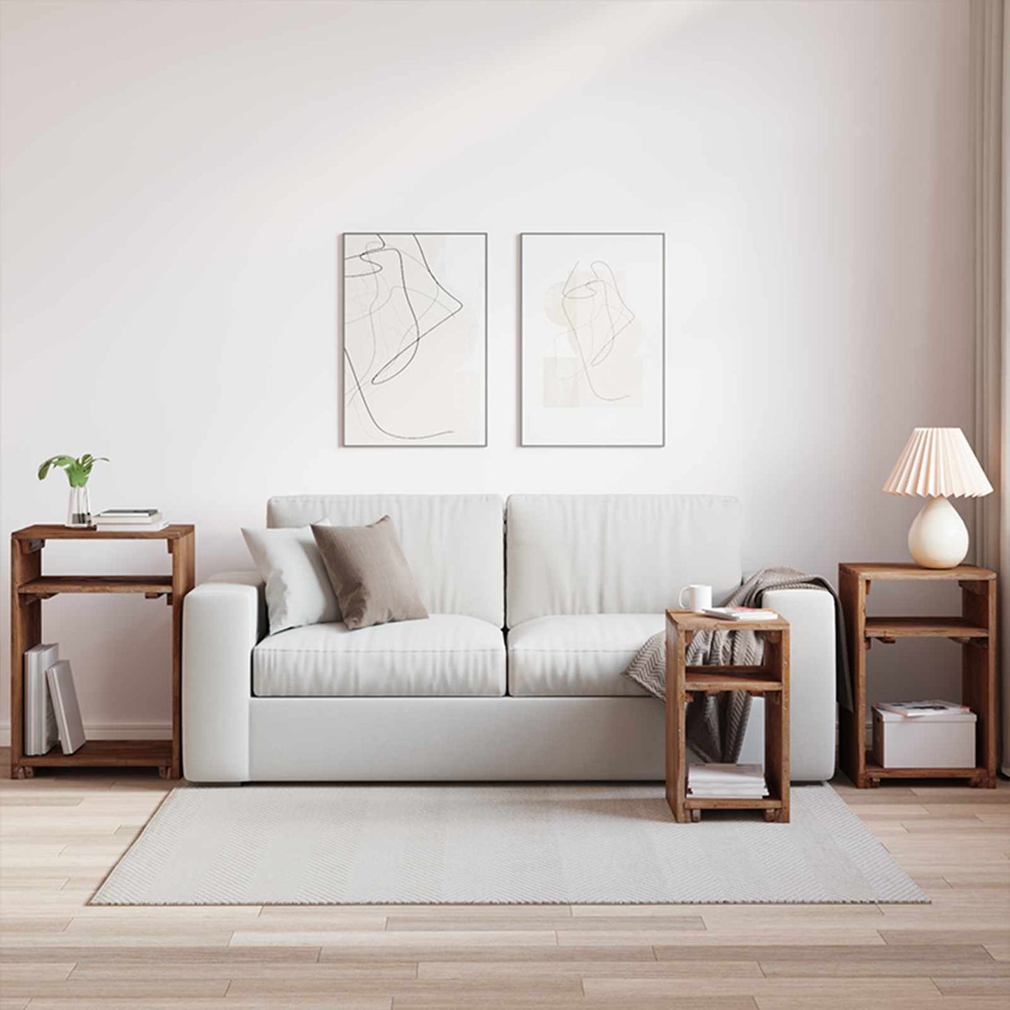 Accenttafel met plank 3 pcs Bruin Massief Mahoniehout is nu te koop bij PeponiXL, paradijselijk wonen!