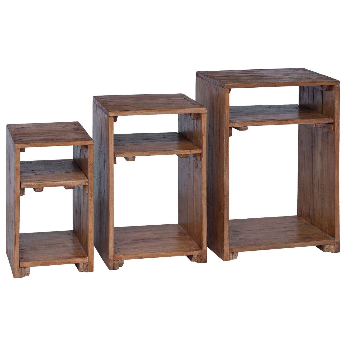 Accenttafel met plank 3 pcs Bruin Massief Mahoniehout is nu te koop bij PeponiXL, paradijselijk wonen!